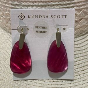 Kendra Scott Fuchsia Acetate Teardrop Earrings with Gold Accents